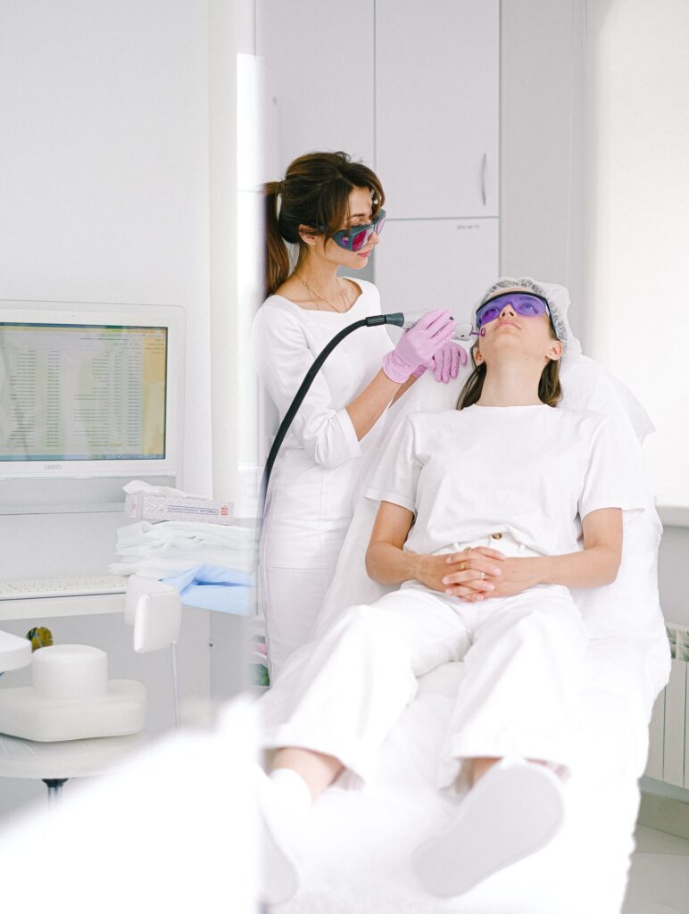 Patient and doctor in a laser treatment
